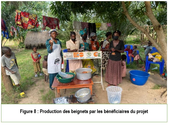Production des beignets par les bénéficiaires du projet